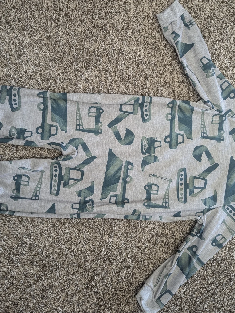 Carter's Green and Gray Construction Print Footed One-Piece